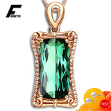 925 Silver Emerald Zircon Pendant Necklace for Wedding