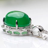 925 Silver Necklace with Green Zircon Pendant
