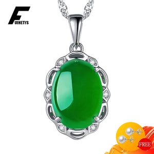 925 Silver Necklace with Green Zircon Pendant