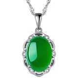 925 Silver Necklace with Green Zircon Pendant