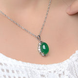 925 Silver Necklace with Green Zircon Pendant