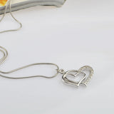 925 Silver Heart Pendant Chokers Necklace Original Silver Chain 46-51CM