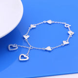 925 Silver Bracelet-OL Heart Pendant Charm-18CM-Birthday