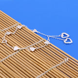 925 Silver Bracelet-OL Heart Pendant Charm-18CM-Birthday