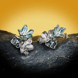 Women's 925 Silver Flower Earrings Enamel Wedding Bridal Jewelry