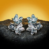 Women's 925 Silver Flower Earrings Enamel Wedding Bridal Jewelry