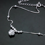 925 Silver Anklet Box Chain Ankle Bracelet with Crown Pendant