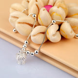 925 Silver Anklet Box Chain Ankle Bracelet with Crown Pendant