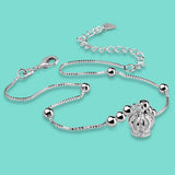 925 Silver Anklet Box Chain Ankle Bracelet with Crown Pendant