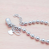 925 Silver Bead Chain Bracelet 18-22CM Charm Jewelry