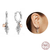 925 Silver Asymmetric Heart Double Ring Earrings Pumpkin Car Earrings