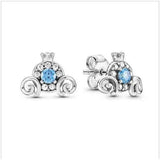 925 Silver Asymmetric Heart Double Ring Earrings Pumpkin Car Earrings