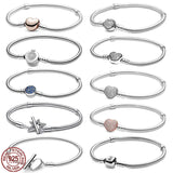 925 Sterling Silver Women's Bracelet with Heart, Star, and Crown Buckle