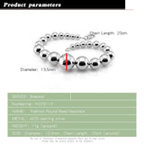 925 Sterling Silver Charm Bracelet Glossy Large Bead Chain