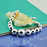 925 Sterling Silver Charm Bracelet Glossy Large Bead Chain