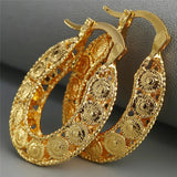 Women's Yellow Metal Hoop Earrings Hollow Large Statement Jewelry