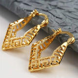 Women's Yellow Metal Hoop Earrings Hollow Large Statement Jewelry