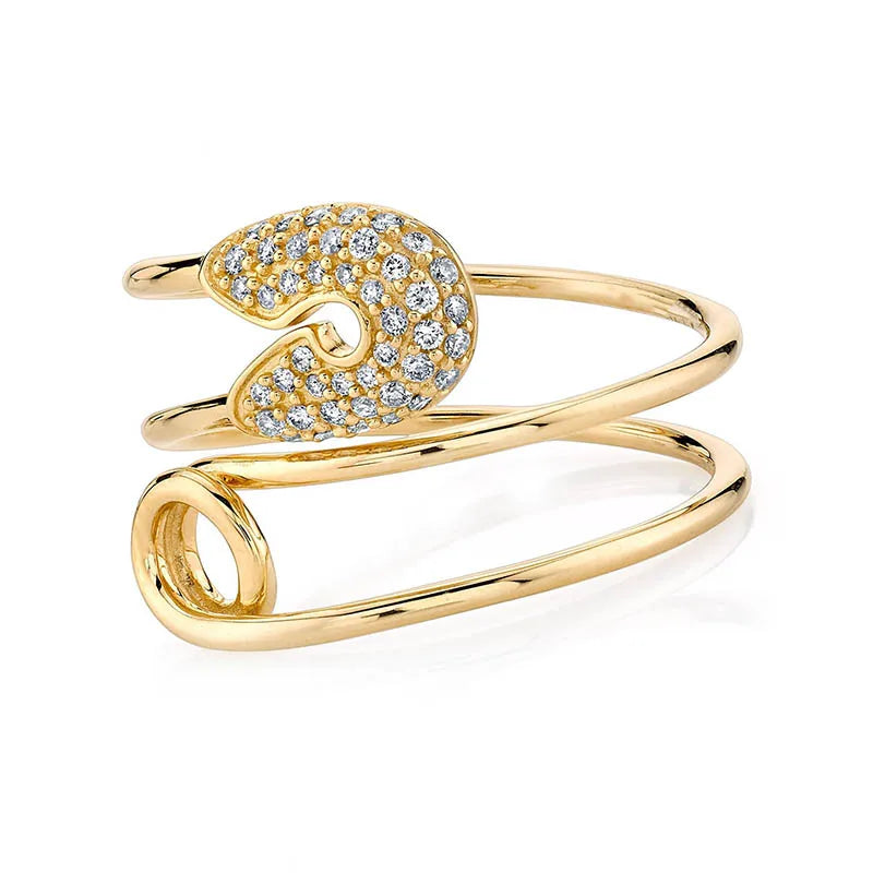 Zircon Pin Twist Ring Stainless Steel Wedding Jewelry Gift