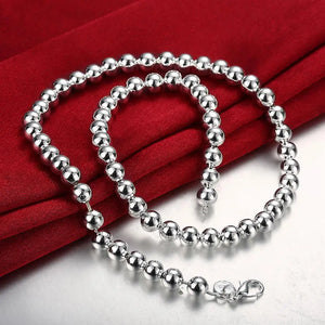 925 Silver Bead Necklace for Men Women Wedding Party Jewelry Holiday
