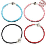 925 Sterling Silver Leather Bracelet with Bucket Clasp