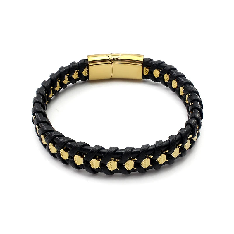 Classic Chain Bracelet Leather Bracelet for Men