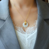 Vintage Style Silver Inlaid Hetian Jade Pendant Necklace for Women
