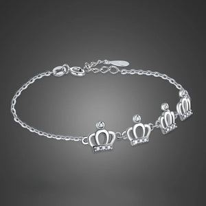 Classic Crown Pendant Bracelet 925 Silver Girl Jewelry