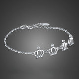 Classic Crown Pendant Bracelet 925 Silver Girl Jewelry