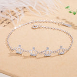 Classic Crown Pendant Bracelet 925 Silver Girl Jewelry