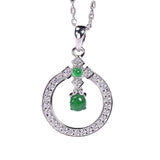 Chalcedony Chain Necklace Green Pendant Silver Jewelry
