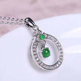 Chalcedony Chain Necklace Green Pendant Silver Jewelry