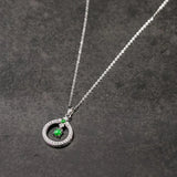 Chalcedony Chain Necklace Green Pendant Silver Jewelry