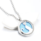 Classic Cat Stainless Steel Perfume Aromatherapy Essential Oil Pendant Necklace