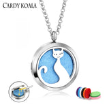 Classic Cat Stainless Steel Perfume Aromatherapy Essential Oil Pendant Necklace