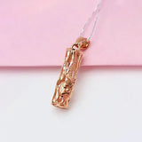 Purple Plated 14K Rose Chinese Bamboo Pendant Necklace
