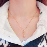 Purple Plated 14K Rose Chinese Bamboo Pendant Necklace
