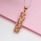 Purple Plated 14K Rose Chinese Bamboo Pendant Necklace