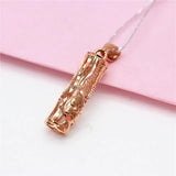 Purple Plated 14K Rose Chinese Bamboo Pendant Necklace