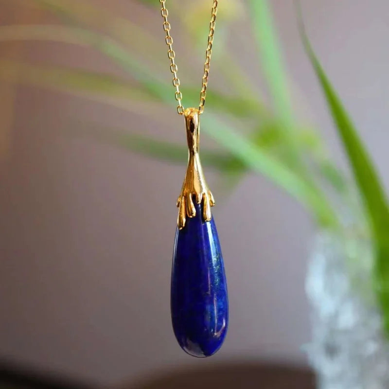 Lapis Lazuli Water Drop Pendant Necklace