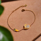 Natural Hetian Jade Rabbit Bracelet for Women - Chinese Wedding Jewelry