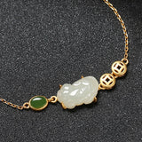 Hetian Jade Pixiu Charm Bracelet for Women Ethnic Chain Bangles Jewelry