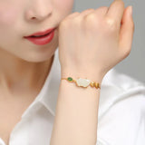 Hetian Jade Pixiu Charm Bracelet for Women Ethnic Chain Bangles Jewelry