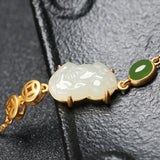 Hetian Jade Pixiu Charm Bracelet for Women Ethnic Chain Bangles Jewelry