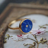 Retro Round Lapis Lazuli Adjustable Ring for Women