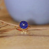 Retro Round Lapis Lazuli Adjustable Ring for Women
