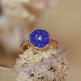 Retro Round Lapis Lazuli Adjustable Ring for Women