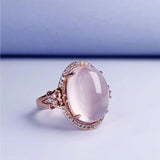 Dream Diamond Pink Chalcedony Ring - Adjustable Rose Silver Jewelry