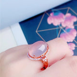 Dream Diamond Pink Chalcedony Ring - Adjustable Rose Silver Jewelry
