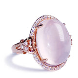 Dream Diamond Pink Chalcedony Ring - Adjustable Rose Silver Jewelry