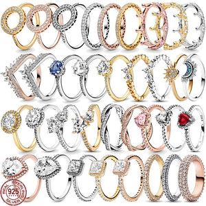 Heart-shaped Crown Ring 925 Sterling Silver Dazzling Light Charm Ring